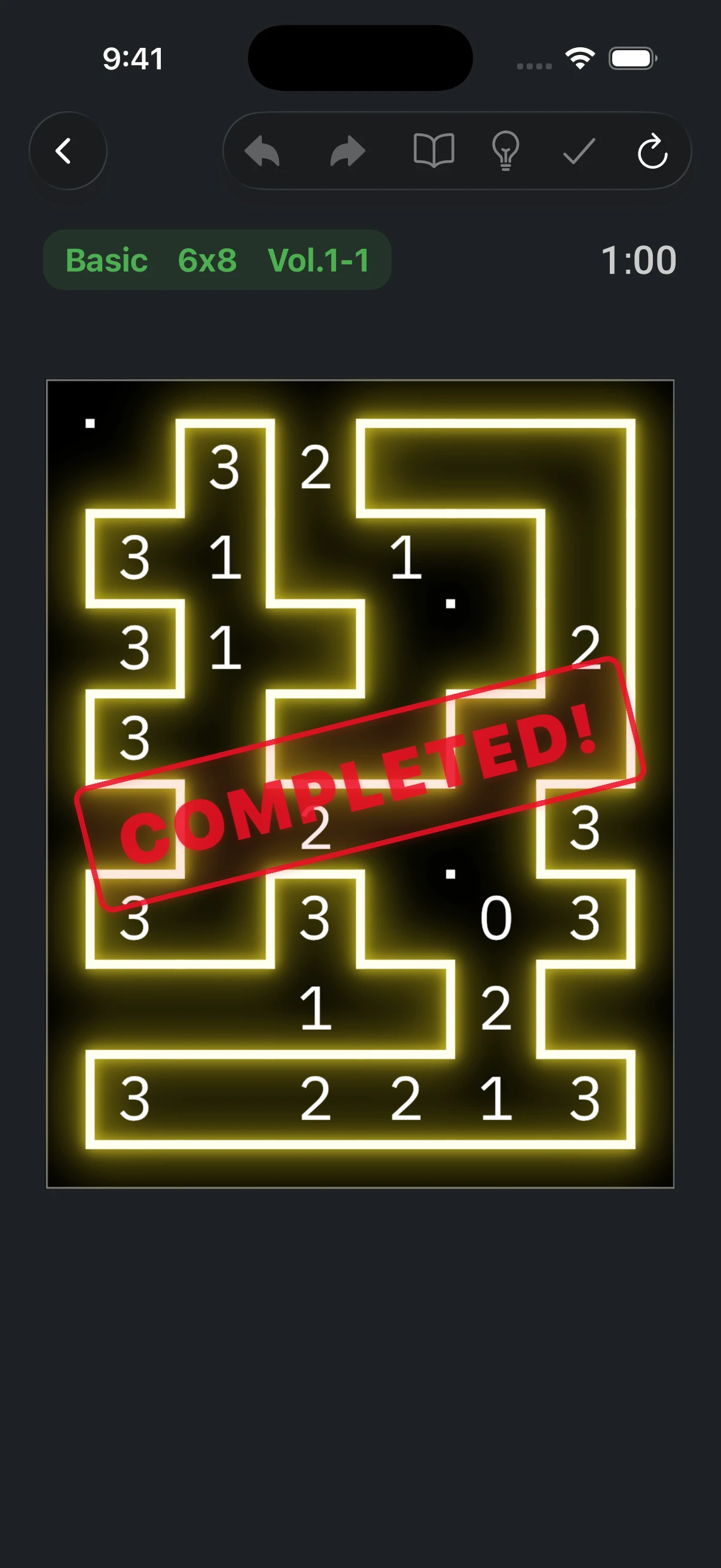 Loop Logic Standard Mode: a completed puzzle